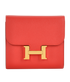 Hermes Constance Compact Wallet in Epsom Rouge Pivoine, front view